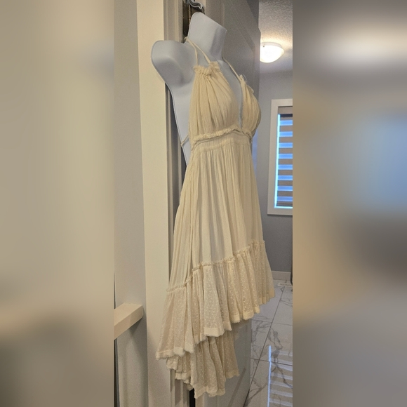 NWT - Free People 100 Degrees Mini Halter Dress Ivory Cream Boho Dress. Size S. - Picture 4 of 14